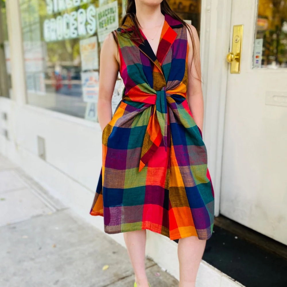 NWT Rujuta Sheth Willa Dress L Multi Chex